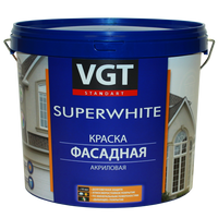 Краска VGT ВДАК 1180 фасадная, универсальная база под колеровку 6, белый ВГТ