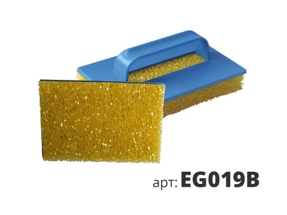 Губка структурная желтая грубая с пластиковой ручкой EG019B