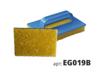 Губка структурная желтая грубая с пластиковой ручкой EG019B