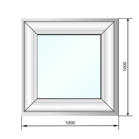 Пластиковое окно трехкамерное KBE 1000х1000 одностворчатое