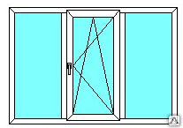 Окно пластиковое однокамерное KBE 1500х1200 трехстворчатое