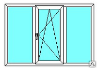 Окно пластиковое однокамерное KBE 1500х1200 трехстворчатое