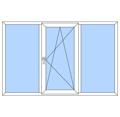 Окно пластиковое трехстворчатое KBE 1800х1600 однокамерное