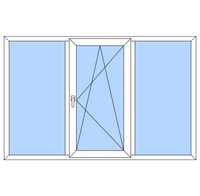 Окно пластиковое трехстворчатое KBE 1800х1600 однокамерное