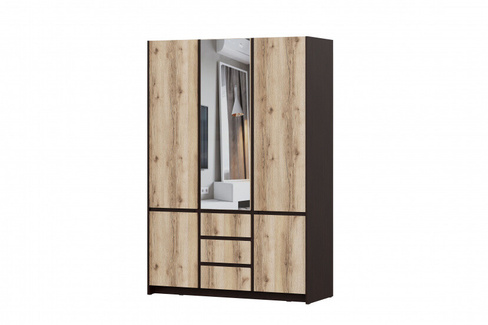 Модульная спальня "Прага" Шкаф для одежды трехстворчатый (Дуб Делано/Дуб Ве