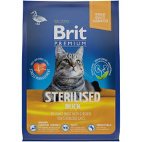 Сухой корм для стерилизованных кошек Brit Premium Sterilised с уткой и курицей 400 г