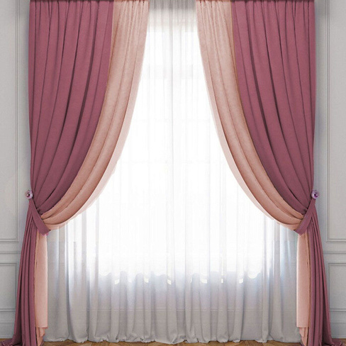Классические шторы Латур цвет: розовый, светло-розовый (170х270 см - 2 шт)