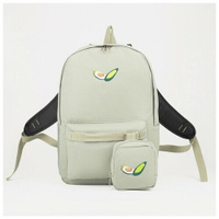 Рюкзак молодёжный из текстиля на молнии, наружный карман, сумочка, цвет зелёный Сима-лэнд