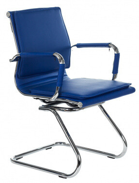 Кресло Бюрократ CH-993-Low-V синее экокожа, полозья металл хром