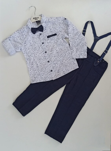Нарядный костюм для мальчика 3 предмета (рубашка, брюки на подтяжках, бабочка)на 5, 7 лет
