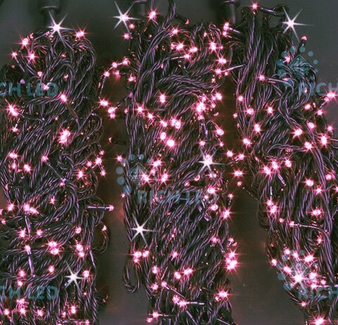 Комплект гирлянды на дерево Rich LED 3 Нити по 20 м мерцание черный провод розовый артRL-S3x20F-B/P
