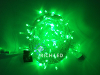 Светодиодная нить Rich LED 10 м 220V статика IP54 прозрачный пр. зеленый арт RL-S10C-220V-T/G