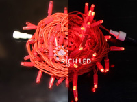 Светодиодная нить Rich LED 10 м 24В статика цветная резина IP65 герметич. колпачок красный артRL-S10C-24V-RR/R