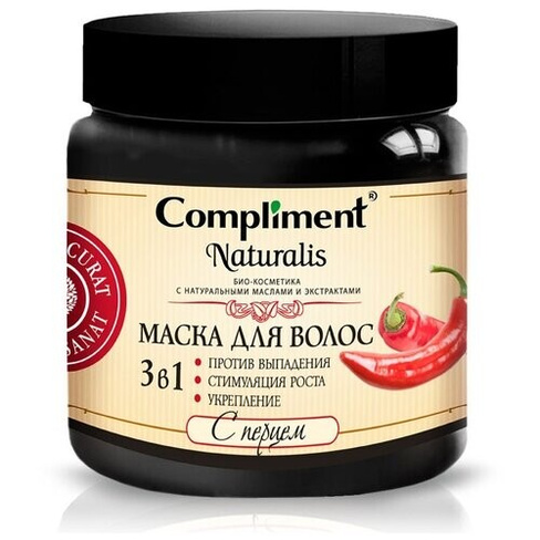 Compliment Naturalis Маска для волос 3 в 1 с перцем, 550 г, 500 мл, банка Тимекс