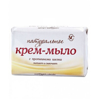 Невская Косметика Крем-мыло Натуральное с протеинами шелка, 90 мл, 90 г