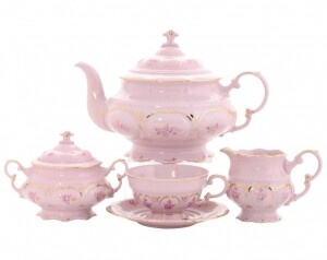 Чайный сервиз 6 персон 15 предметов Гармония, Розовый фарфор, Соната 07260725-0159, Leander