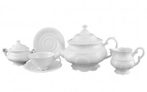Чайный сервиз 6 персон 15 предметов Белый узор, Соната 07160725-3001, Leander
