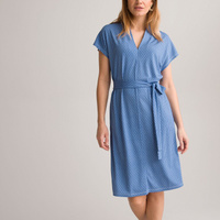 Платье-миди прямое с графичным принтом 48 синий