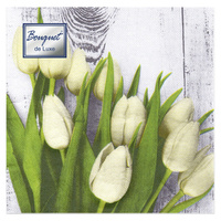 Салфетки BOQUET Белые тюльпаны 3-слойные 24х24см 25шт