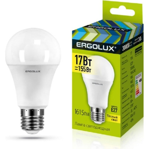 Электрическая светодиодная лампа Ergolux LED-A60-17W-E27-3K ЛОН