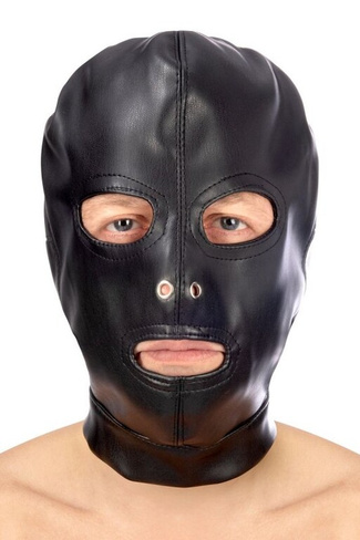 БДСМ-маска на лицо с дополнительными отверстиями для глаз Fetish Tentation, черная Concorde