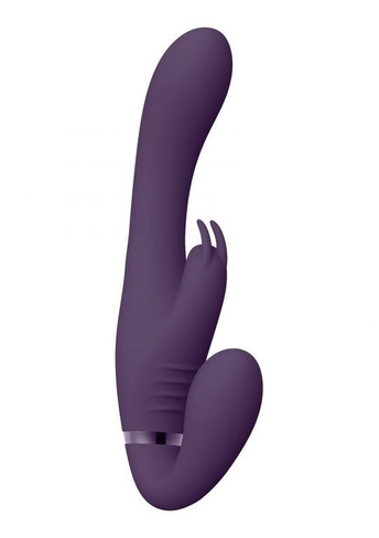 Безремневой страпон с вибрацией Suki, фиолетовый Shots toys