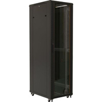 Шкаф коммутационный Hyperline TTB-4768-AS-RAL9004 напольный, стеклянная передняя дверь, 47U, 600x2277x800 мм