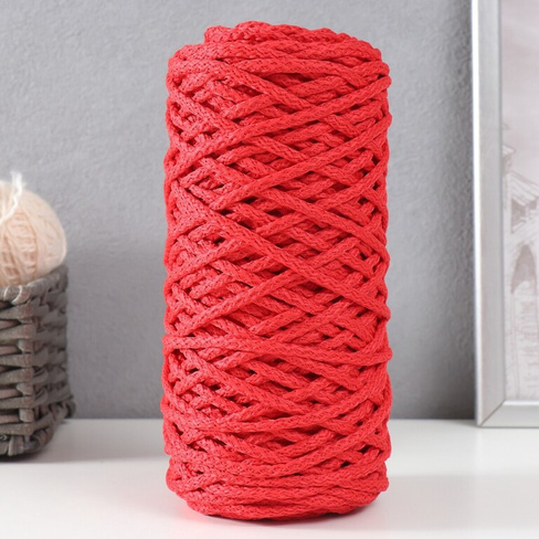 Шнур для вязания 100% полиэфир, ширина 5 мм 100м (красный) No brand