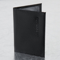 Обложка для паспорта натуральная кожа флоттер PASSPORT кожаный уголок черная BRAUBERG 238192