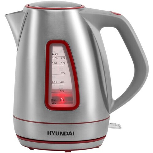 Чайник Hyundai HYK-S3601 1.7л. 2000Вт серебристый/красный (нержавеющая сталь) HYUNDAI