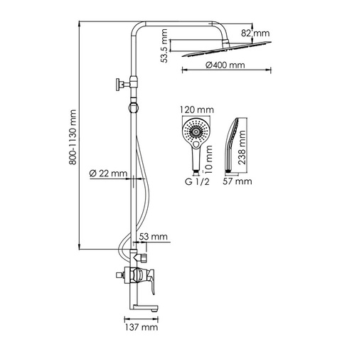 Душевая система для ванны WasserKRAFT (A166.117.101.087.CH)