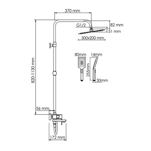 Душевая система для ванны WasserKRAFT (A177.069.126.087.CH)