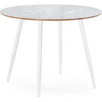 Стеклянный стол Woodville Абилин 100(140)х76 ультра белое стекло, дуб вотан, белый матовый