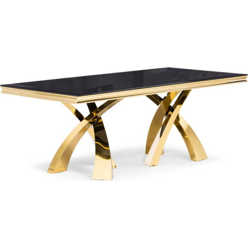 Стеклянный стол Woodville Komin 2 черный, золото