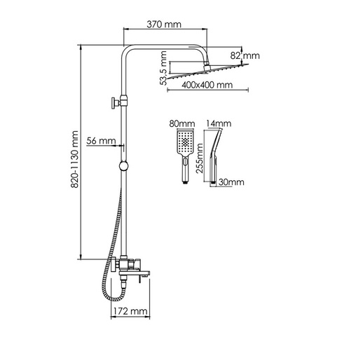 Душевая система для ванны WasserKRAFT (A177.119.103.010.CH) с термостатом