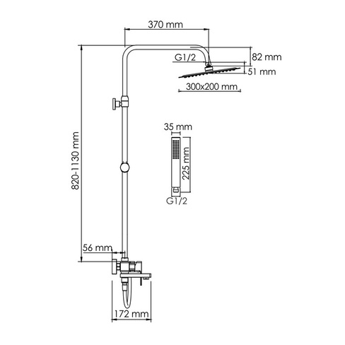 Душевая система для ванны WasserKRAFT (A177.119.126.087.CH)