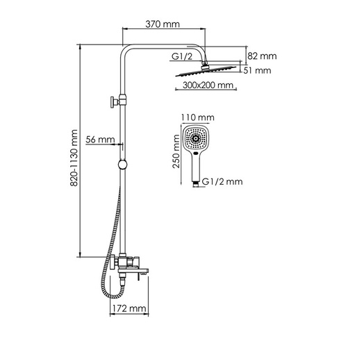 Душевая система для ванны WasserKRAFT (A177.069.065.010.CH)