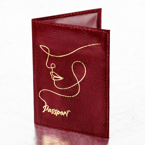 Обложка для паспорта натуральная кожа наплак тиснение золотом Impression красная BRAUBERG 238211