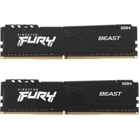 Оперативная память Kingston Fury Beast KF436C17BBK2/16 DDR4 - 2x 8ГБ 3600МГц, DIMM, Ret