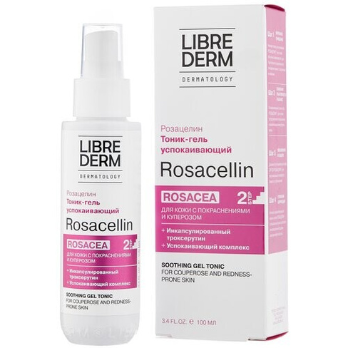 Librederm тоник-гель для чувствительной и проблемной кожи успокаивающий Rosacellin с пребиотиками, 100 мл Дина+ ООО