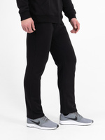 Спортивные штаны «Чемпион» чёрного цвета, плотный футер, без манжетов, без лампасов