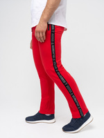 Спортивные штаны «Мастер» красного цвета, легкий футер, без манжетов